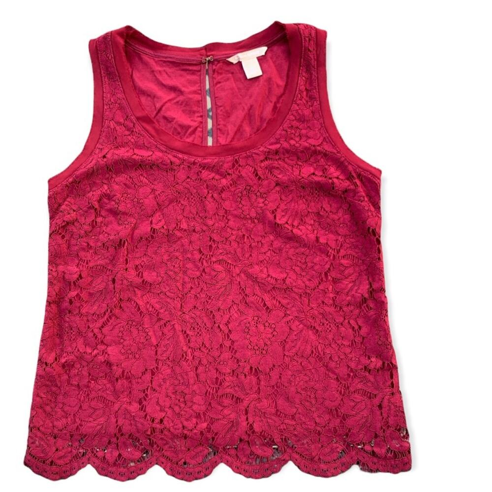 Banana Republic Maroon Lace Sleeveless Top Size XS